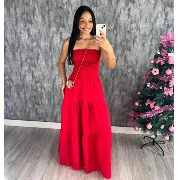 Vestido Longo Soltinho Camadas Verão Confortável