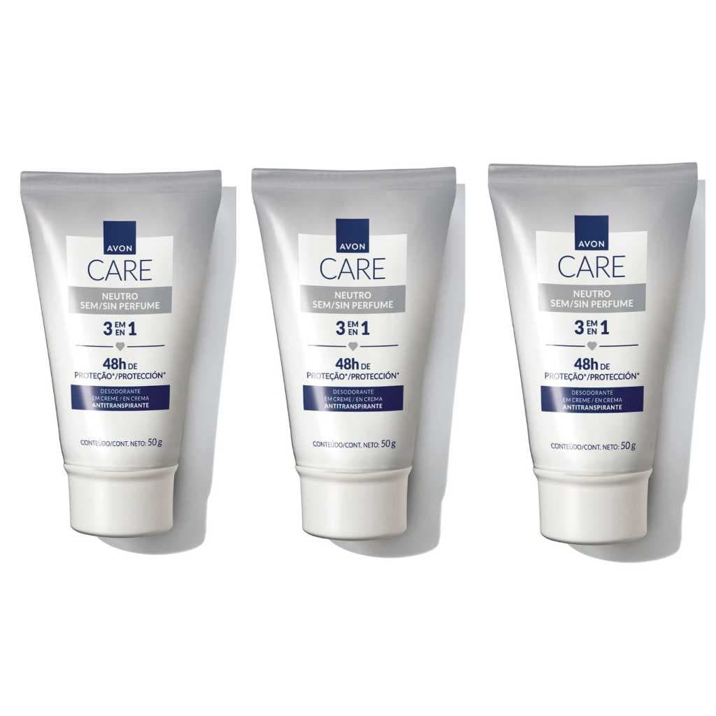 AVON Desodorante EM CREME Sem Perfume 48h (50 g) Kit com 3/5/9 unidades- PRODUTO ORIGINAL