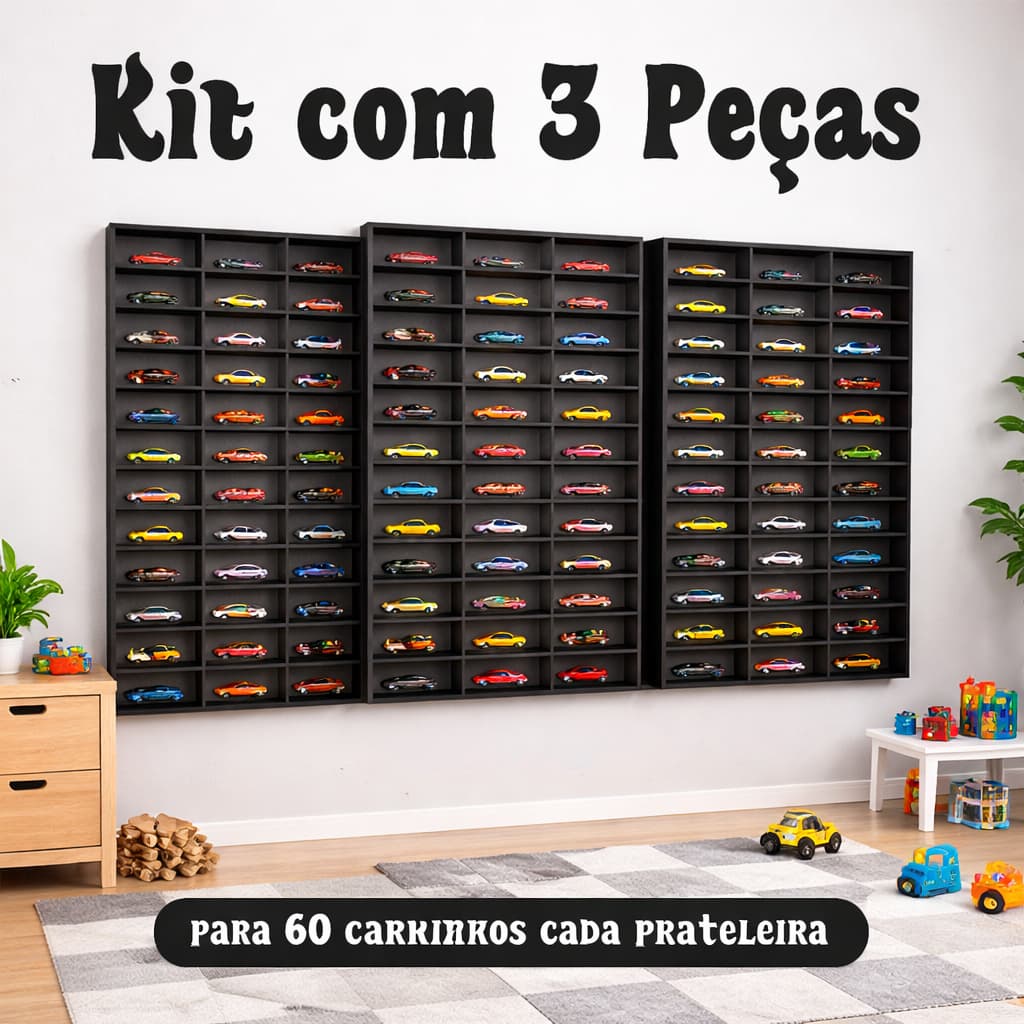 3 Unidades Estante Porta Carrinho Miniaturas Expositor Mdf