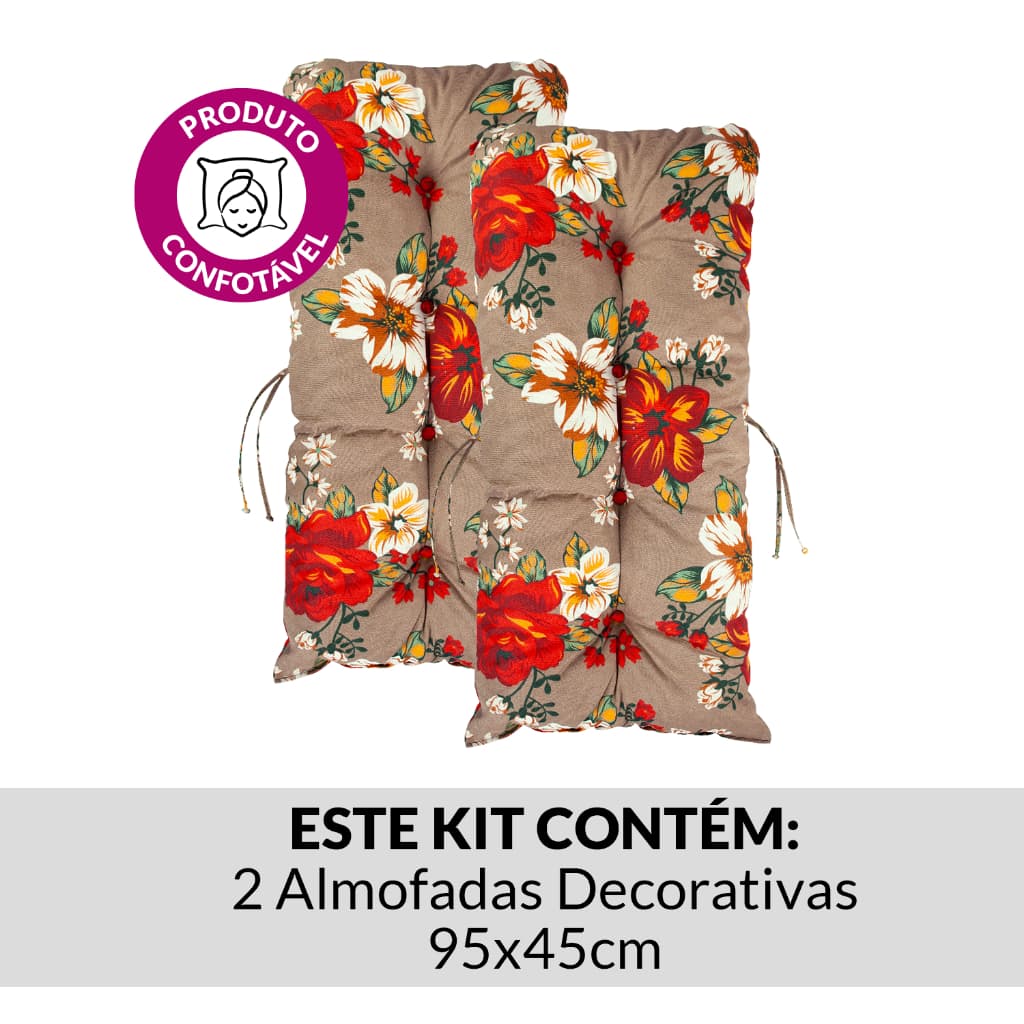 Conjunto/Jogo 2 Unidades Almofadas 95x45 Cadeiras de Bambu Vime Junco Jardim Sacada