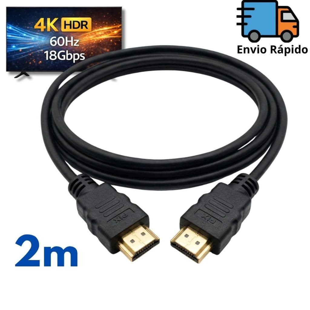Cabo HDMI 2m 4K HDR 60Hz 18Gbps Para TV Monitor PC Video Game NoteBook Alta Qualidade