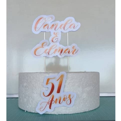 Topo de bolo Aniversário de casamento - Topo tema Renovação de votos - Festa - Topper de bolo - Topo com nome