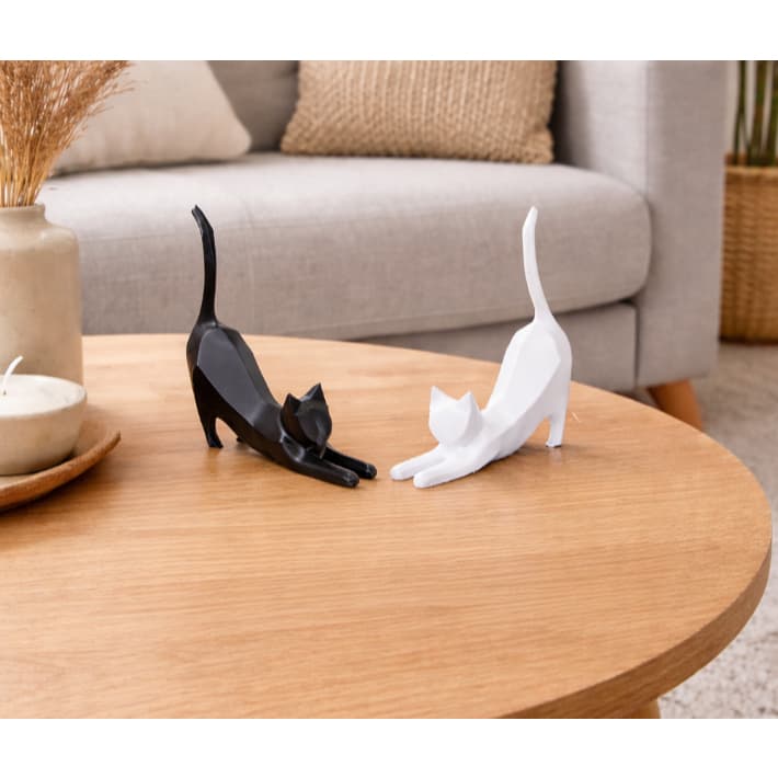 Dois Gatos Decorativos Minimalistas Escultura Decoração Moderna Quarto Sala Presentes Felinos