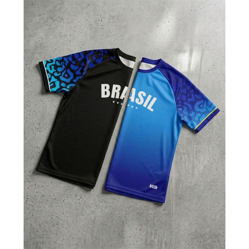 Camiseta seleção Brasil onça azul 2026 Masculina infantil feminina Futebol Academia Camisa Torcida