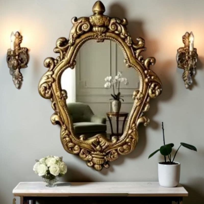Moldura Provençal Grande com Espelho Para Decoração de Parede, clássico retrô vintage rococó antique.