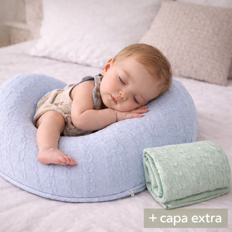 Kit Almofada Amamentação + 1 Capa Extra Tricot | Completa com Enchimento 55x55