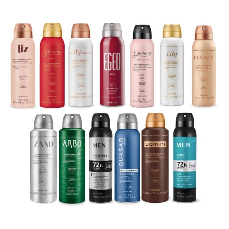 Boticário - Desodorante Aerosol Masculino e Feminino a escolha:Lily,Elysée,Zaad,Uomini,Arbo,Men Cool,Glamour,Egeo,Liz