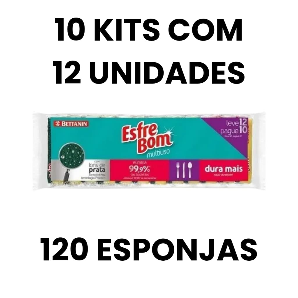 120X Esponja Esfrebom Multiuso Com Íons de Prata
