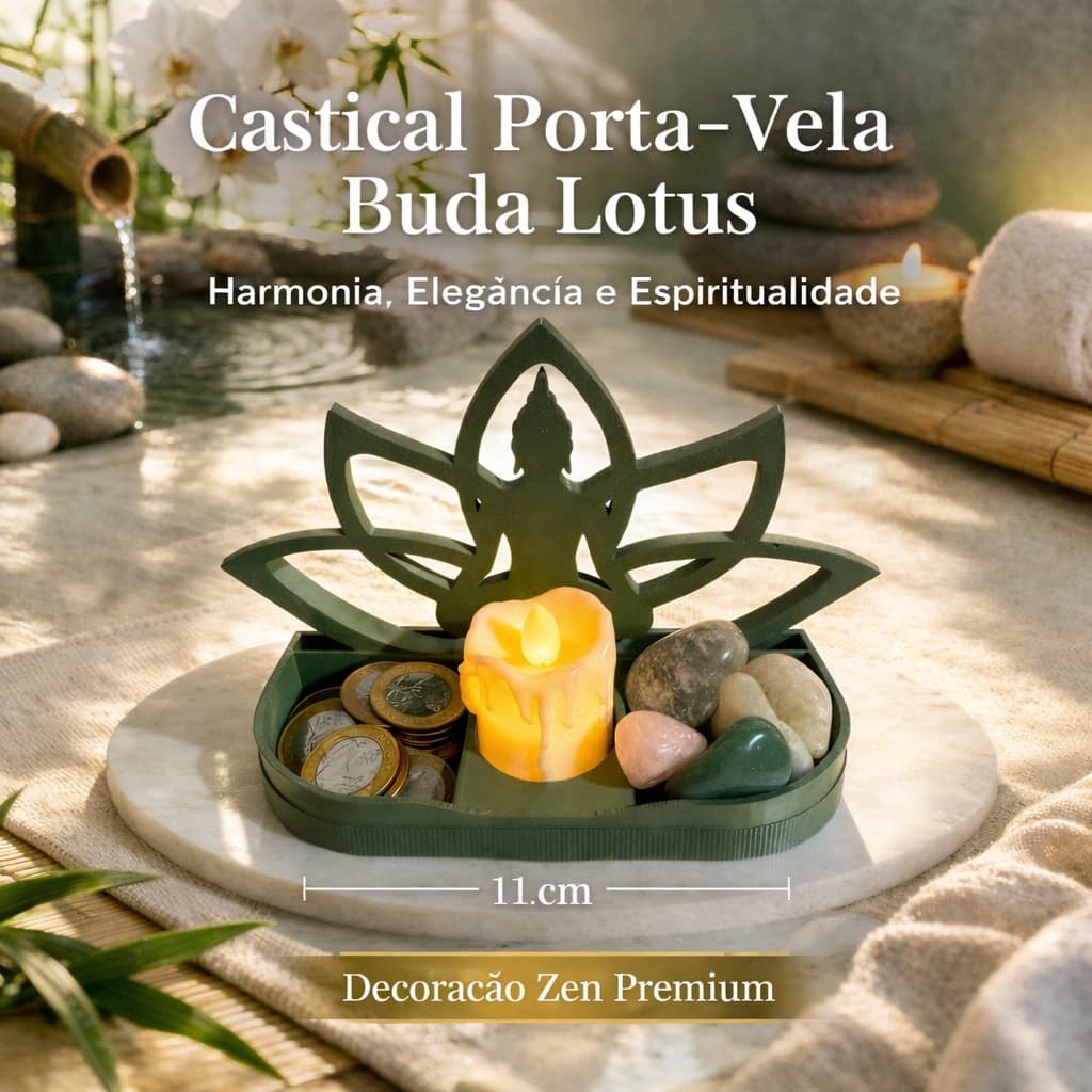 Castiçal Porta-Vela Buda Lotus – Suporte Decorativo Zen Meditação