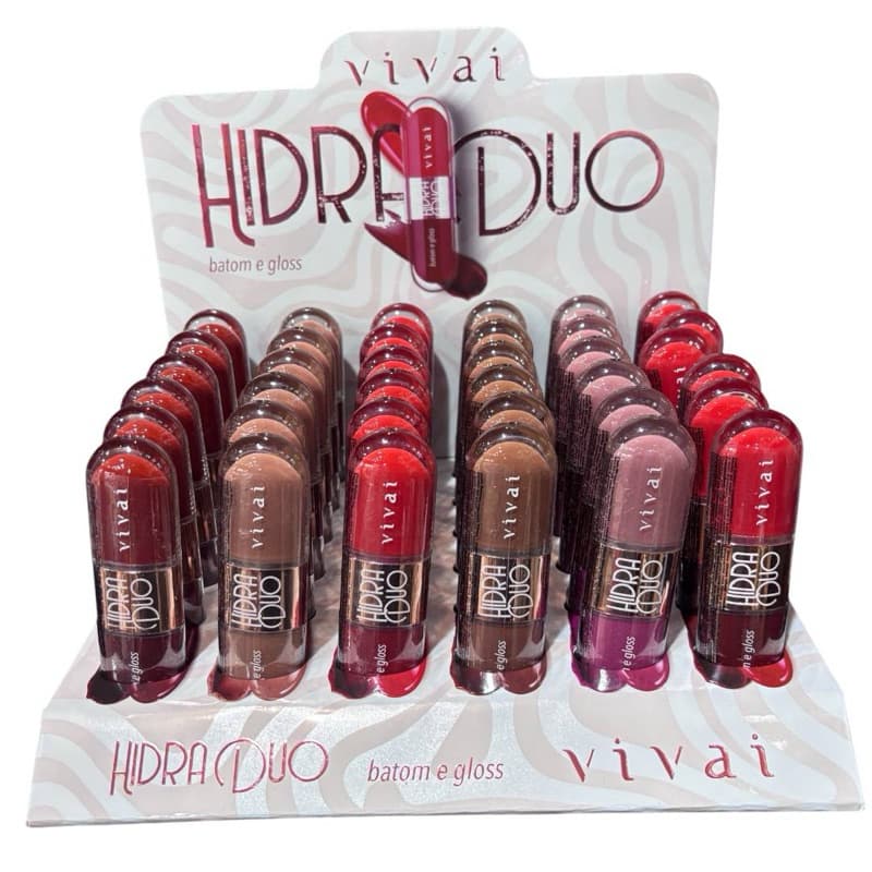 Box C/36 Pçs Duo batom e Gloss Hidra Vivai 3345.1.1