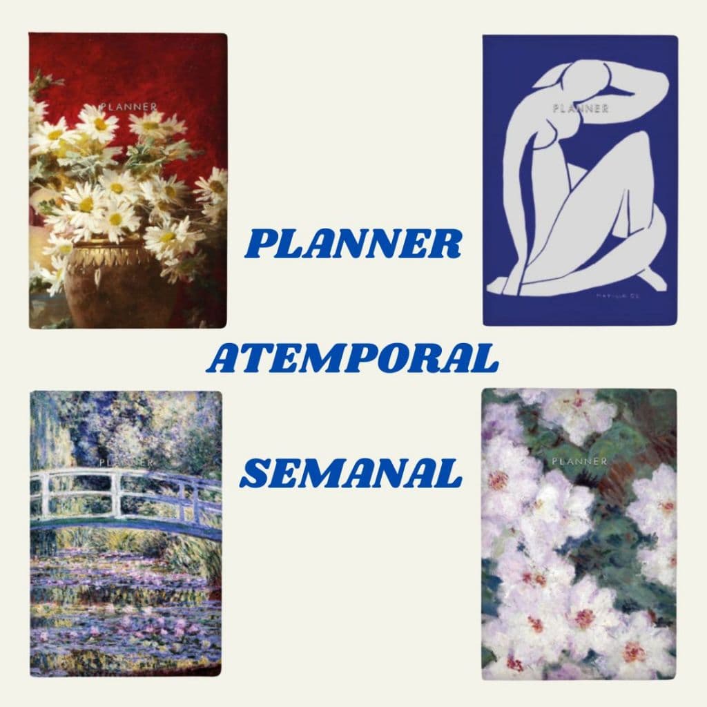 Planner Atemporal Semanal Folk Books 13,5x20cm Pêssegos/Lagoa/Blue Nude/Clematites