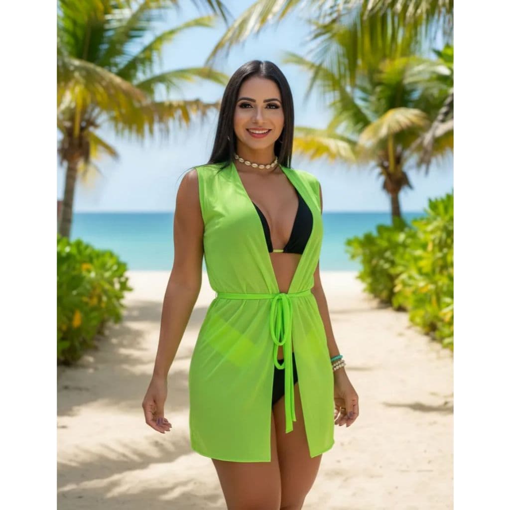 Colete Saida De Praia Pareo Vestido Moda Praia Verão