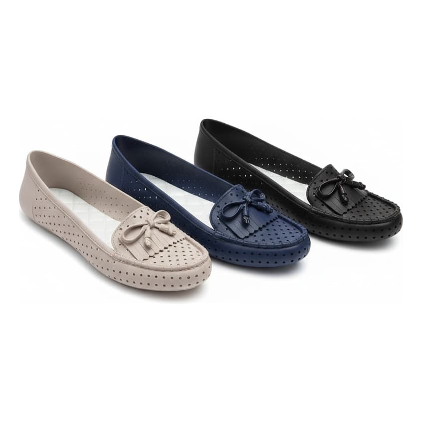 Kit 3 Sapatilhas Mocassim Preto, Nude e Azul Conforto Sapato