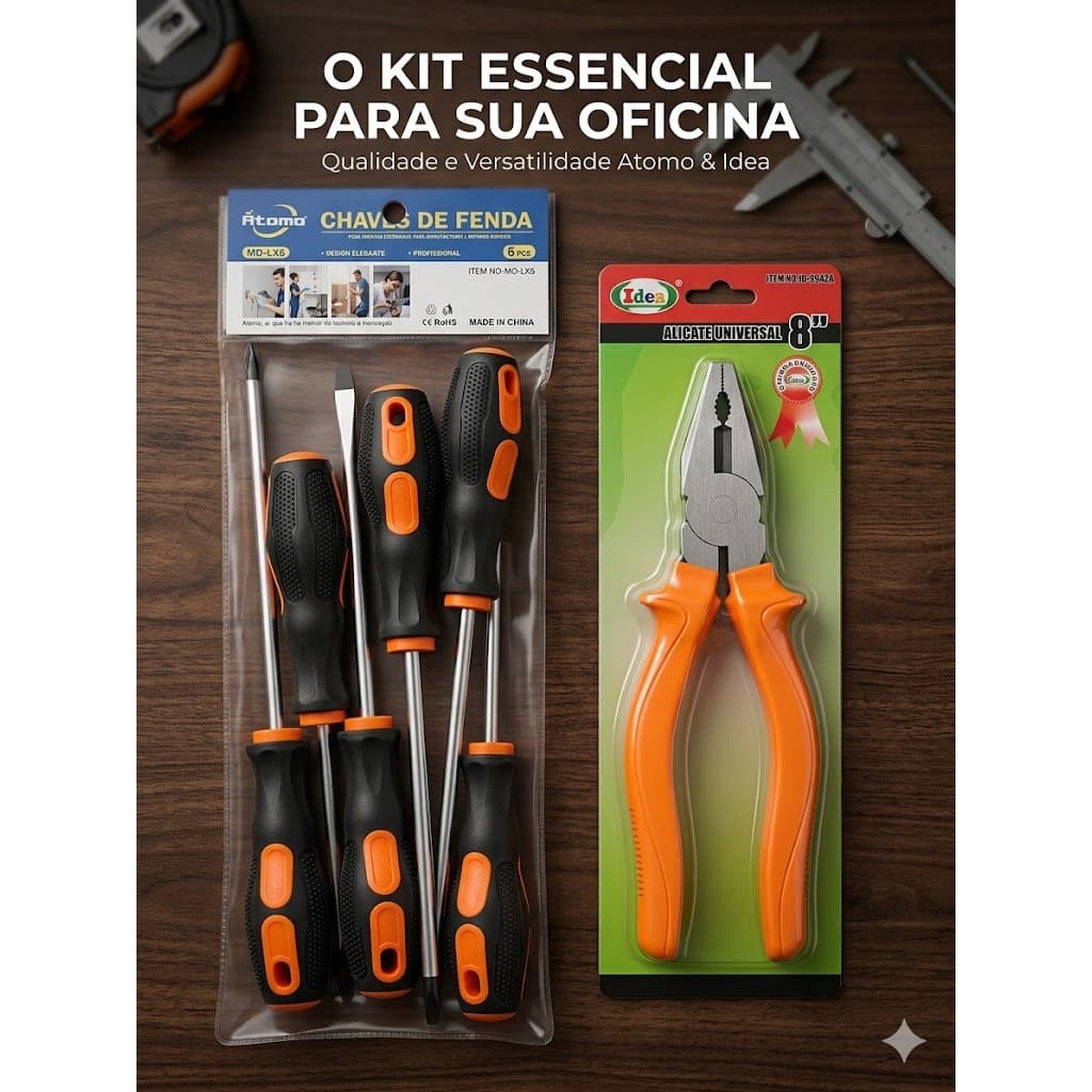 Kit Ferramentas 7 Peças Chave Fenda E Alicate Universal