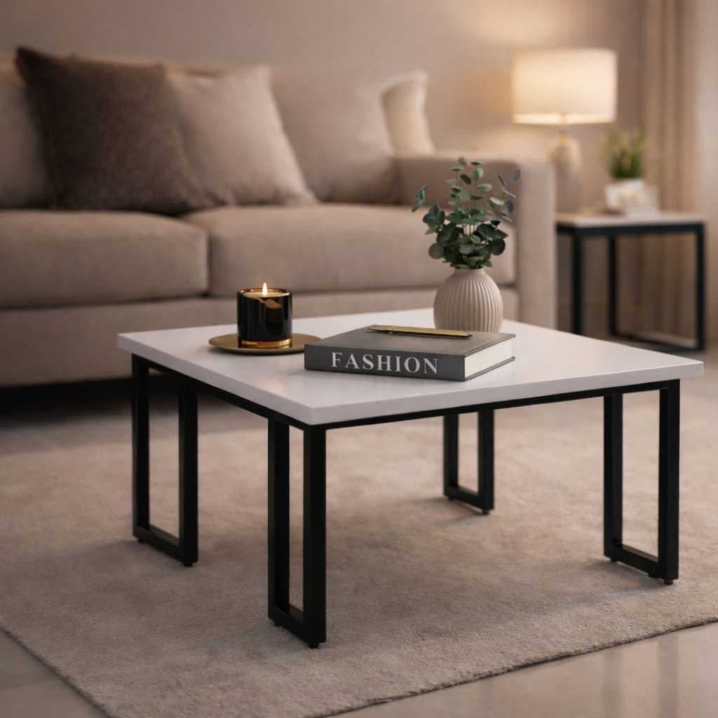 Mesa de Centro Moderna | Estilo Industrial Elegante para Sala de Estar