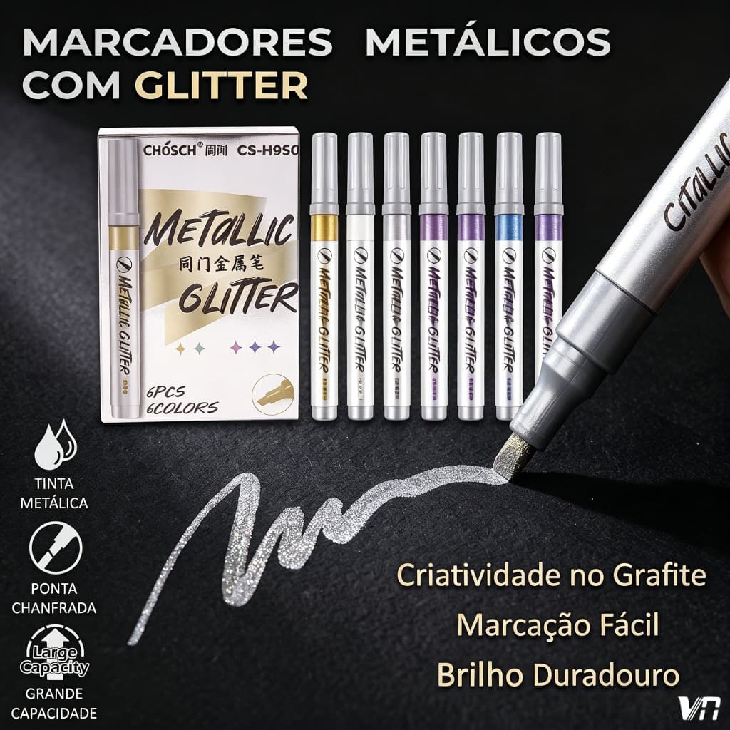 6/12/18PCS Caneta Tinta Metálica Glitter Brilhante Marcadora Arte Pintura Material de Arte H950
