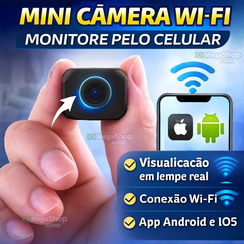 Micro Mini Câmera WiFi Pequena Com Áudio De Segurança App Android iPhone Veja Pelo Celular Para Casa Drone