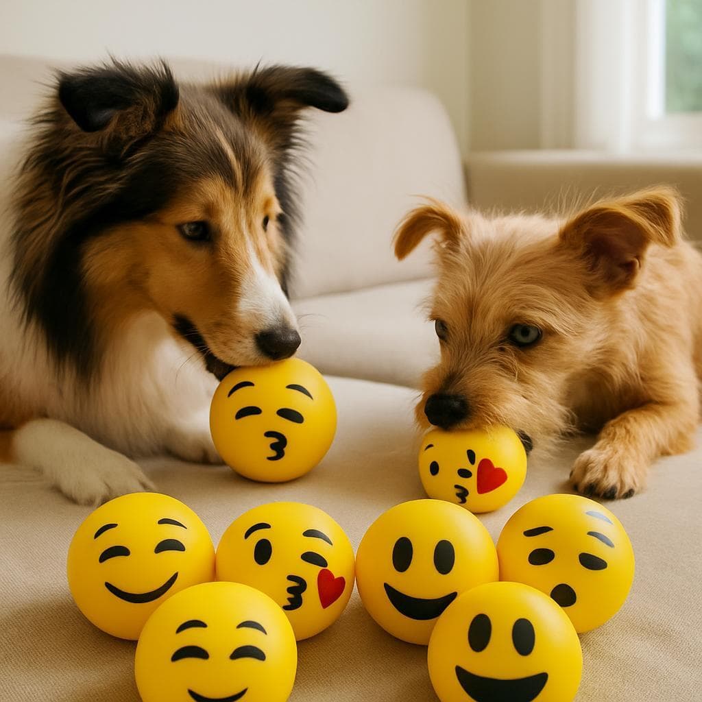 Bolinha Emoji para Cachorro Brinquedo Mordedor Interativo Pet Resistente e Divertido