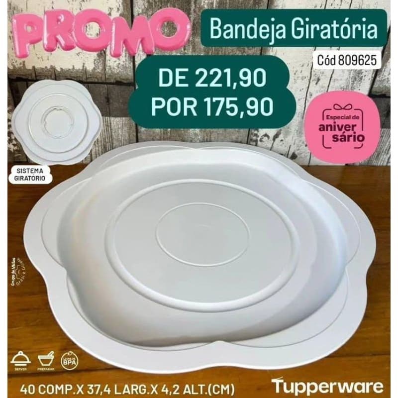 Tupperware Bandeja Giratória Branca