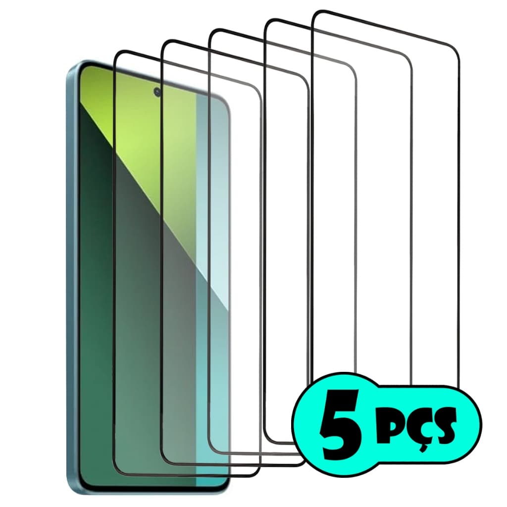 Kit Com 5 Películas de vidro 3D Para Xiaomi Redmi Note 13 Pro