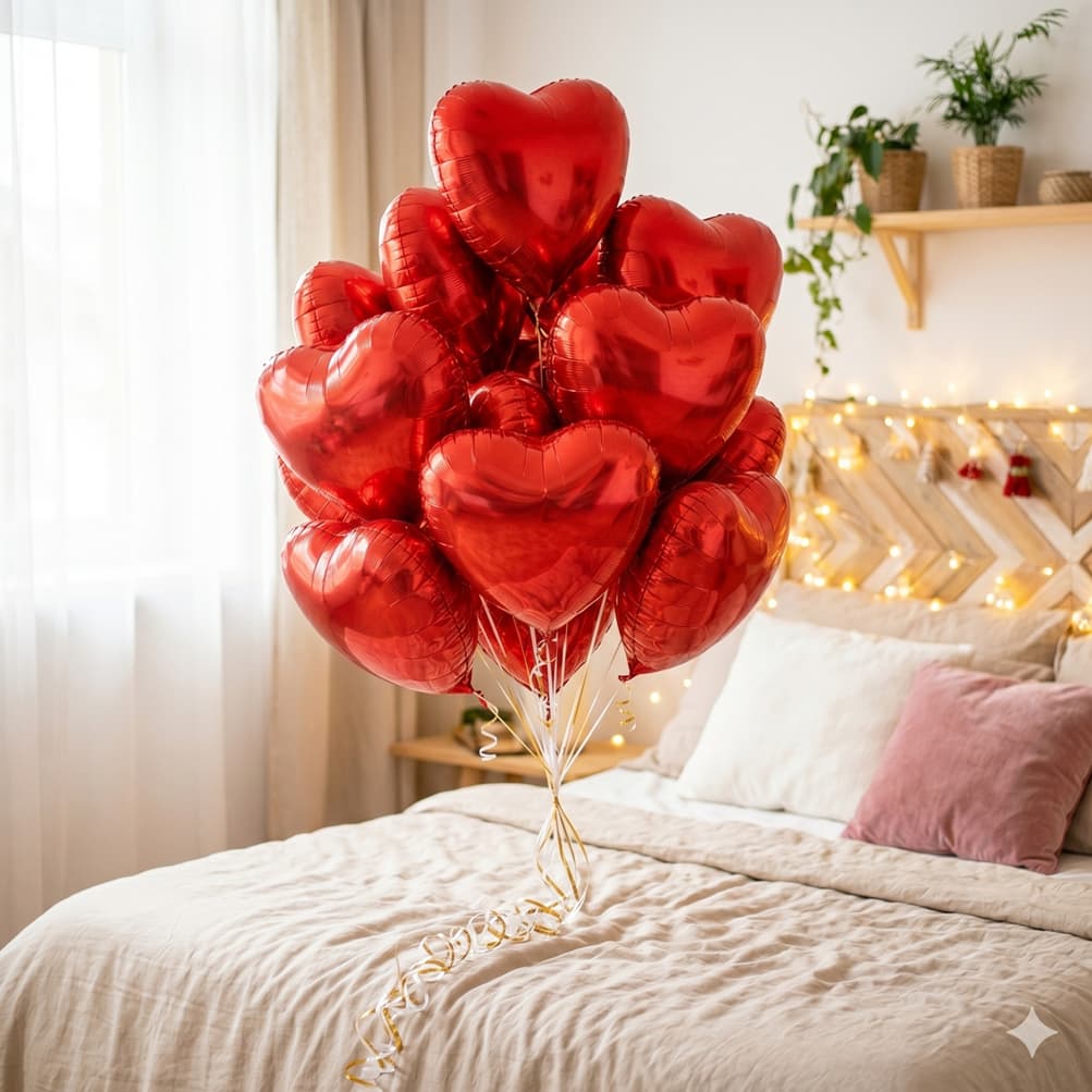 Kit Balões Coração Vermelho Brilhante 18 Polegadas - Perfeito Para Surpresas Românticas e Decoração Premium
