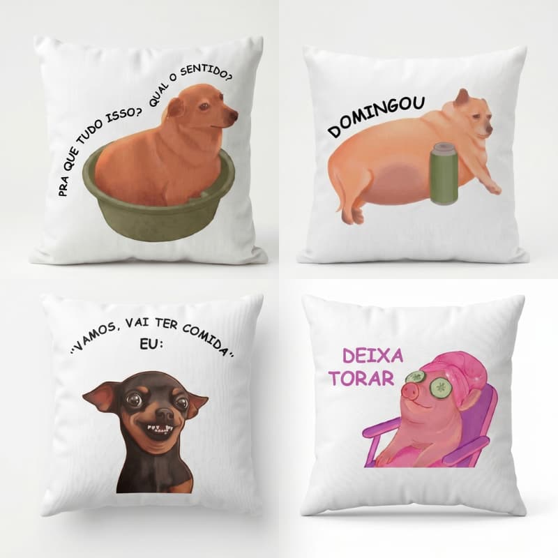 Almofada Meme Engraçada de Animais 30x30 Personalizada | Frases Divertidas Sarcásticas | Decoração Criativa Quarto Sala