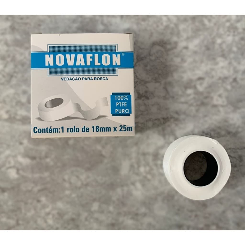 FITA VEDA ROSCA 18MM X 25M NOVAFLON PTFE VEDAÇÃO ÁGUA QUENTE FRIA COD. 9
