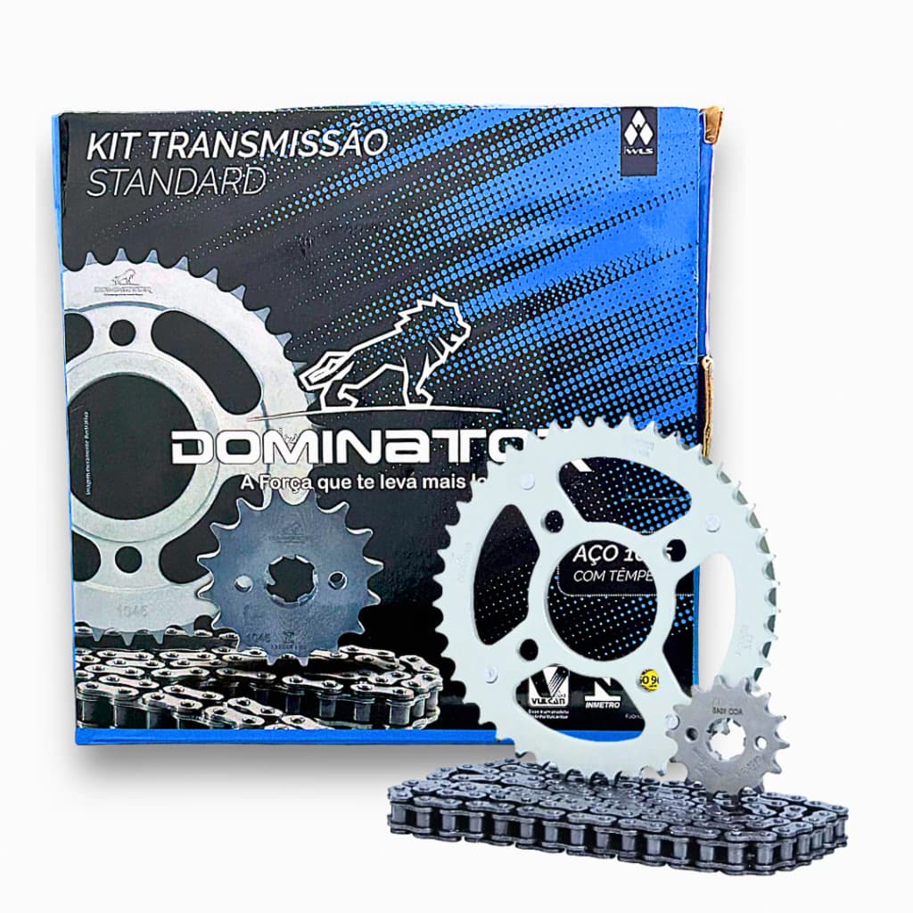 KIT RELAÇÃO TRANSMISSÃO MOTO HONDA CG 125 TITAN KS ES 2009 2010 2011 2012 2013 VULCANBOR DOMINATOR