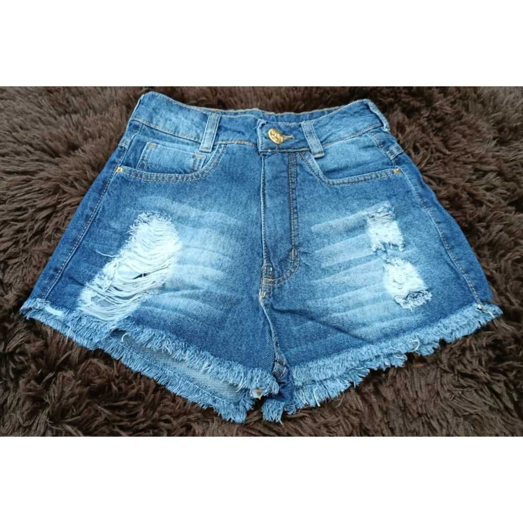 SHORT JEANS MENINA JUVENIL 10/16 COM RASGOS