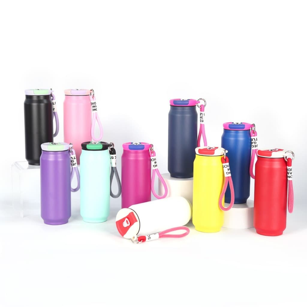 Garrafa Térmica 500ml Formato Lata De Refrigerante Copo Academia Faculdade Viagem Com Alça De Mão