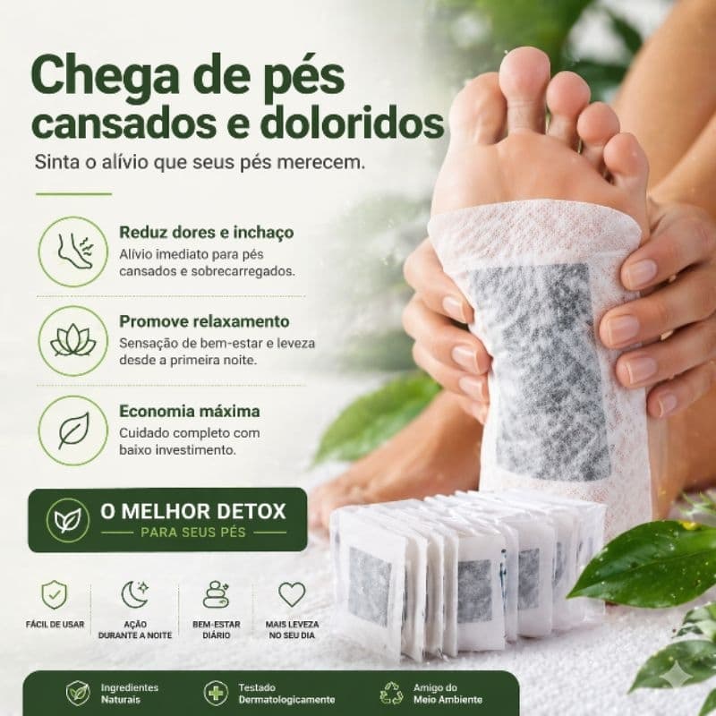 Adesivo Relaxante Para Pés Reduz Inchaço e Remove Impurezas