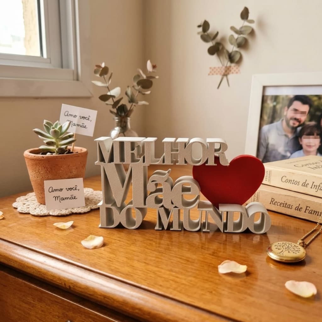 Letreiro Decorativo "Melhor Mãe do Mundo" - Presente Criativo e Afetivo