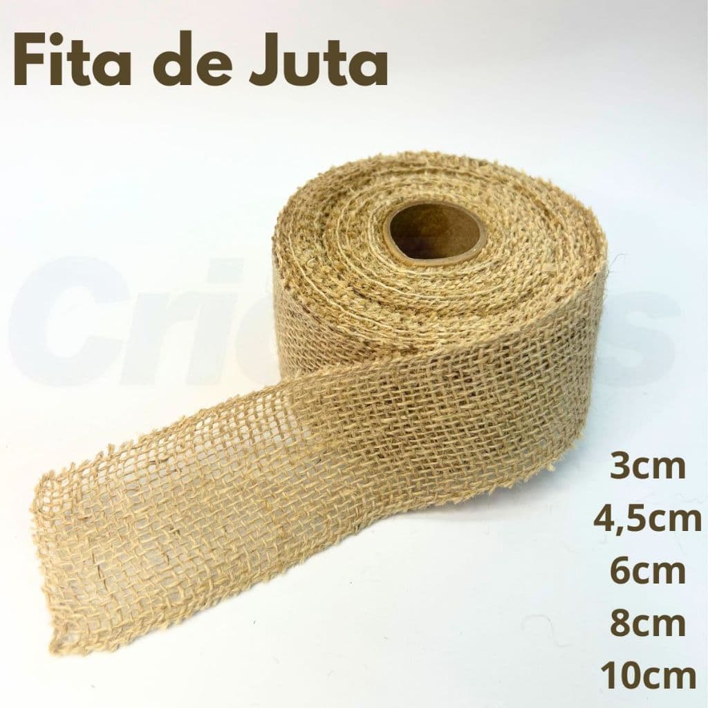 Fita de Juta Natural 3cm | 4,5cm | 6cm Rolo 9,5 Metros Trama Fechada,  Laços, Artesanato