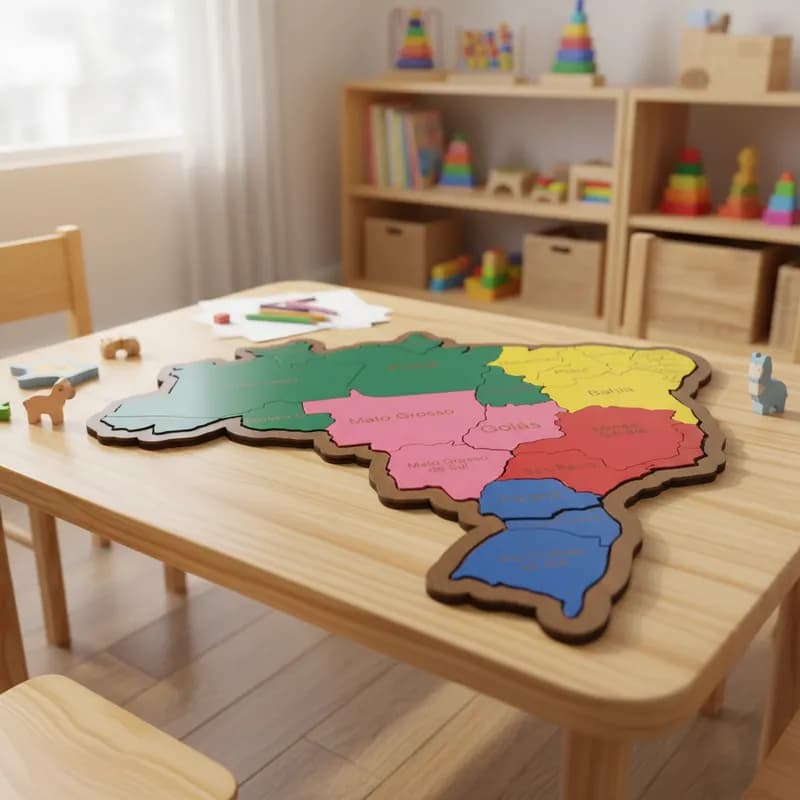 Quebra Cabeça Mdf Mapa Do Brasil 42cm