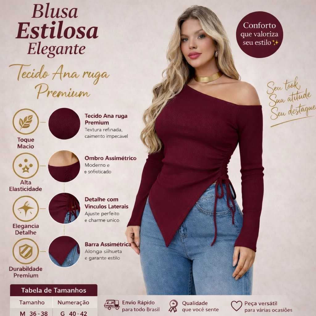 blusa feminina manga longa estilosa