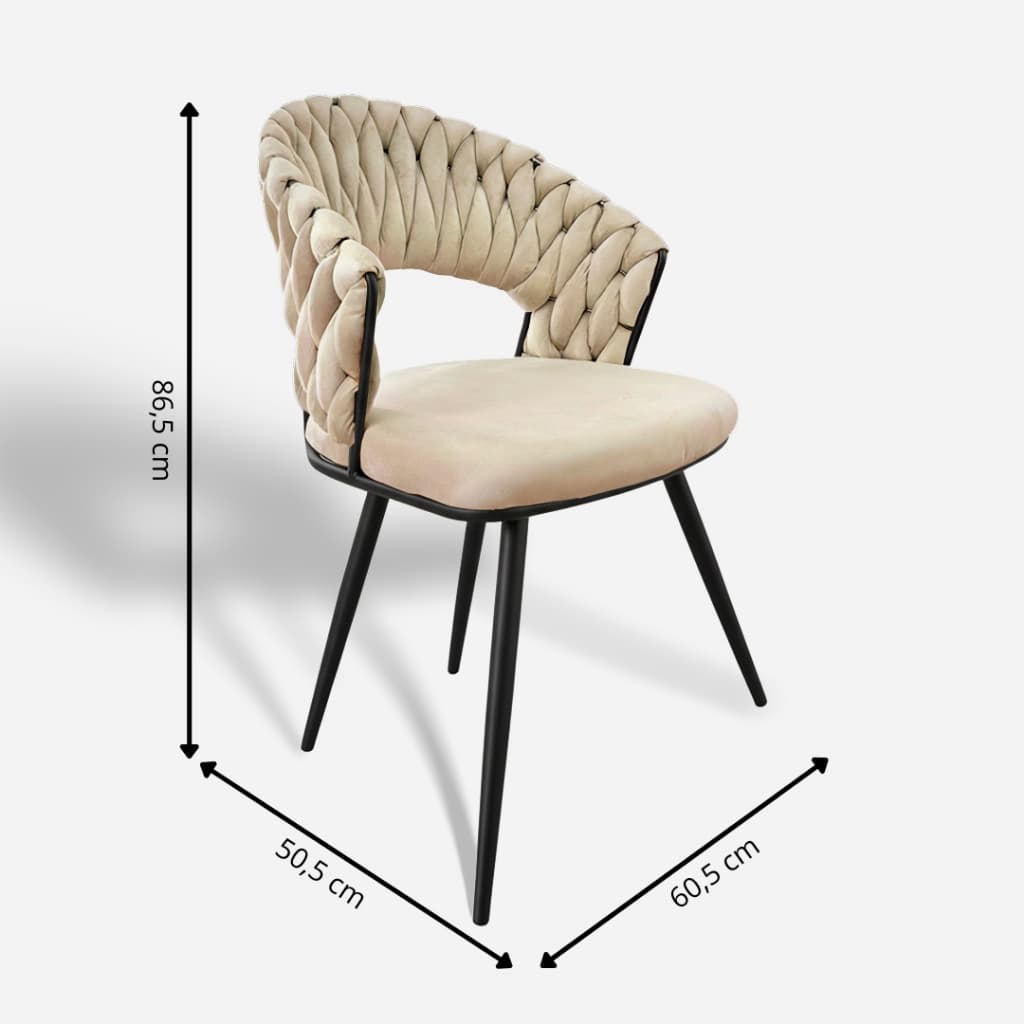 Cadeira Estofada Beje Luxo com Base Preta – Design Moderno e Conforto Premium