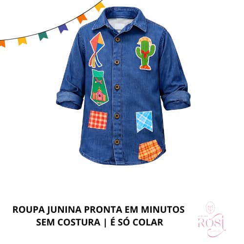 Adesivo para Roupa Festa Junina Retalho Remendo | Kit 15 Remendos Juninos | Adesivo Sem Costura | Vinil ENVIO IMEDIATO
