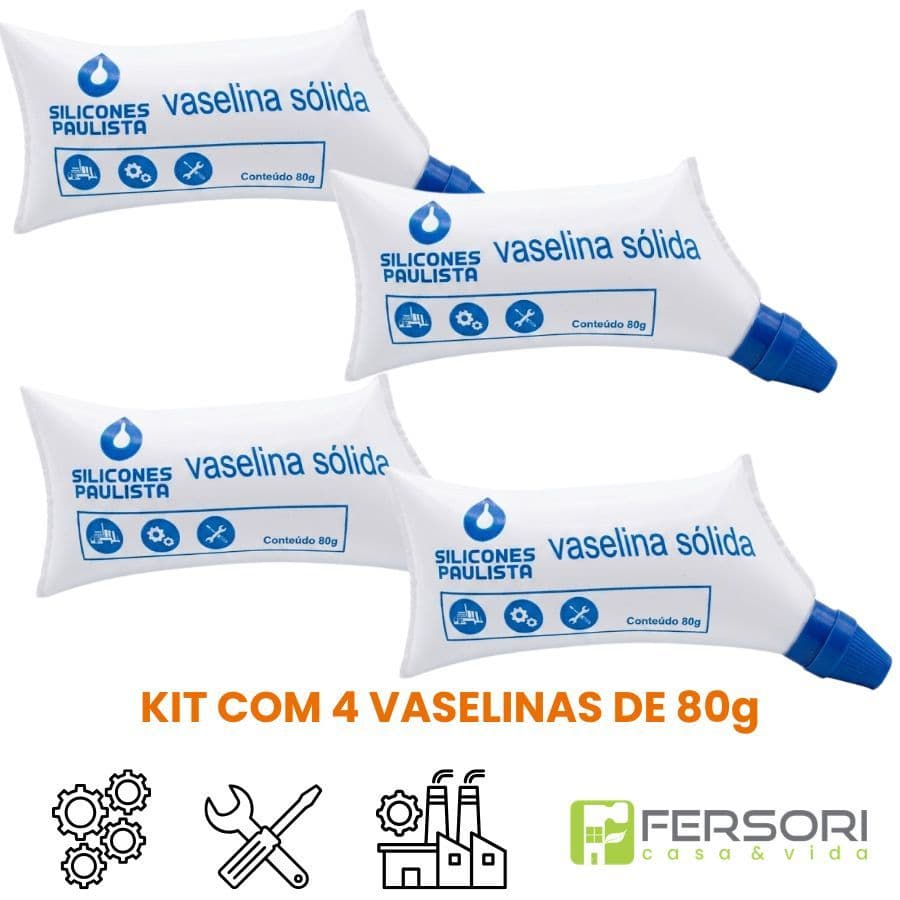 Vaselina Sólida 80g Silicones Paulista - Lubrificante Industrial e Uso Geral (Kit 4, 5 e 10 unidades)