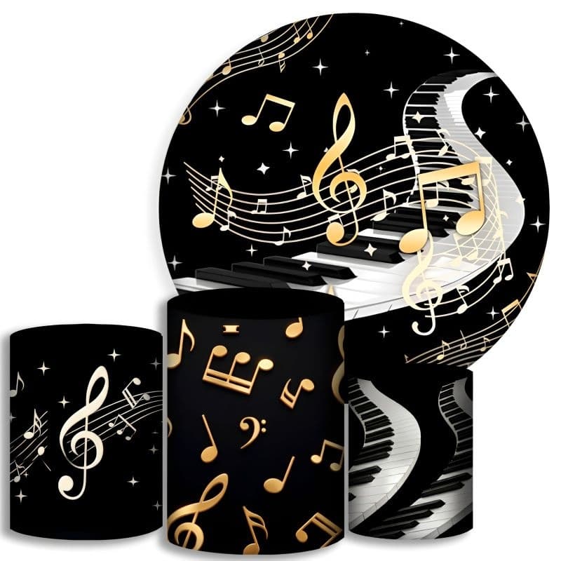 Capas Para Cilindros + Painel / painel redondo - Música - Kit Decoração Festa / Pegue e Monte