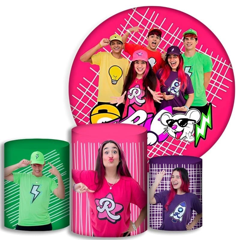 Capas Para Cilindros + Painel - Dos Rosa / emily vick - Kit Decoração Festa / Pegue e Monte