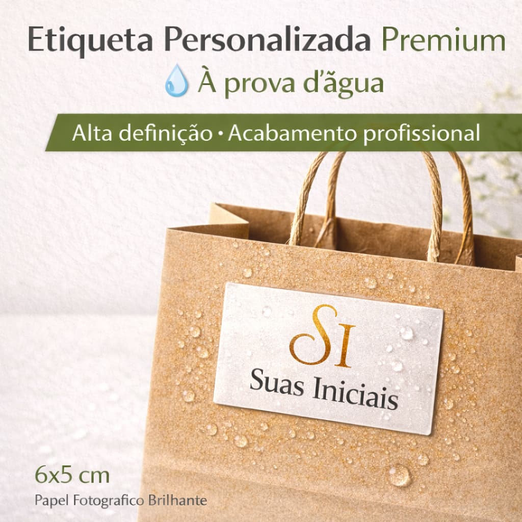 Etiqueta Adesiva Personalizada 6x5cm à Prova D’Água Papel Fotográfico Brilhante para Embalagens Doces e Artesanato