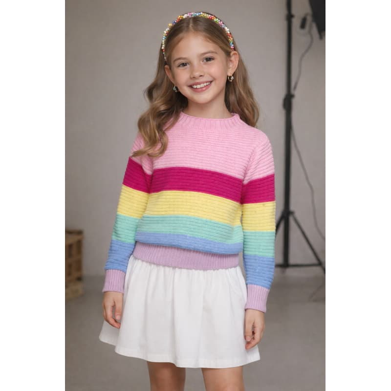 Blusa Suéter Tricô Infantil Feminina Arco Íris