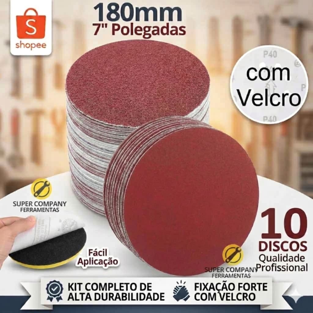10x Disco De Lixa Velcro 180mm 7 Pol. Lixadeira Orbital Vários Grãos para Escolher