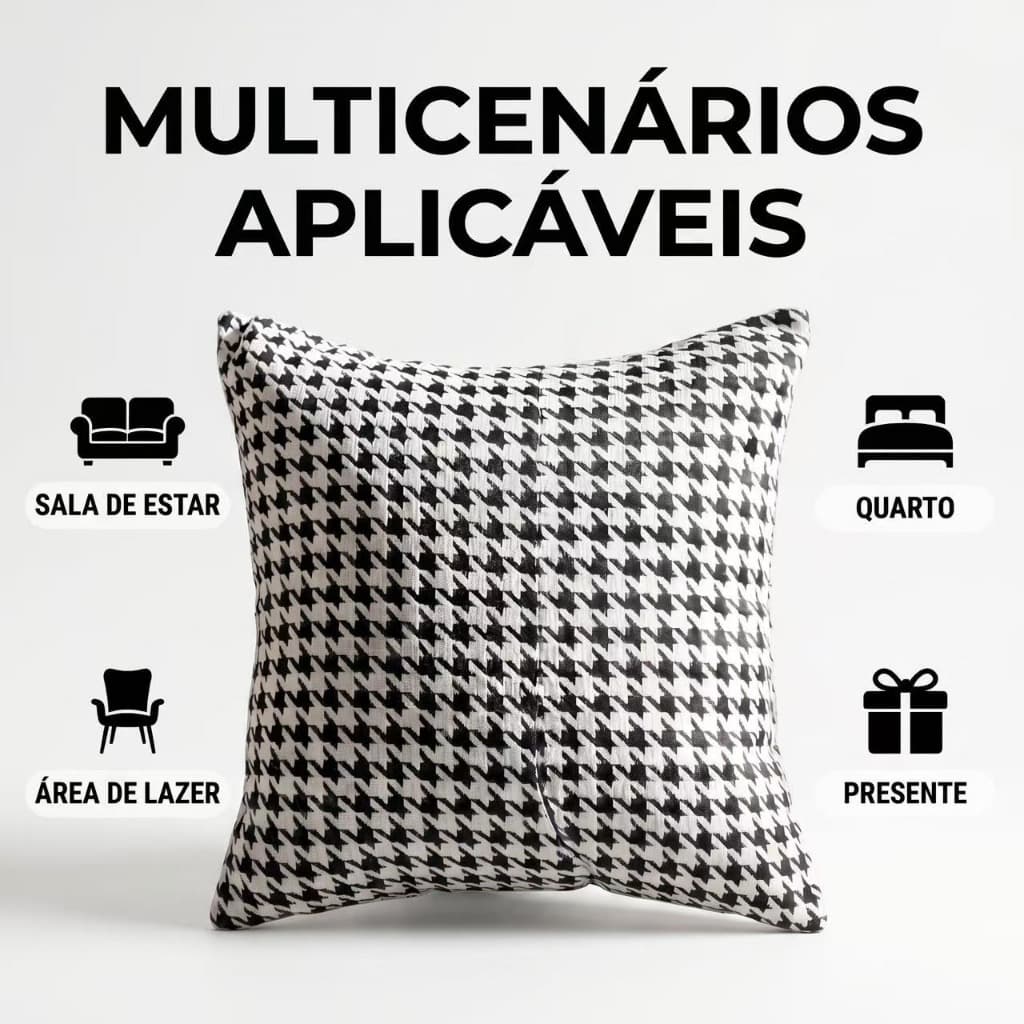 Capa de almofada 45x45 decorativa sofa preto branco moderna lavavel com ziper invisivel