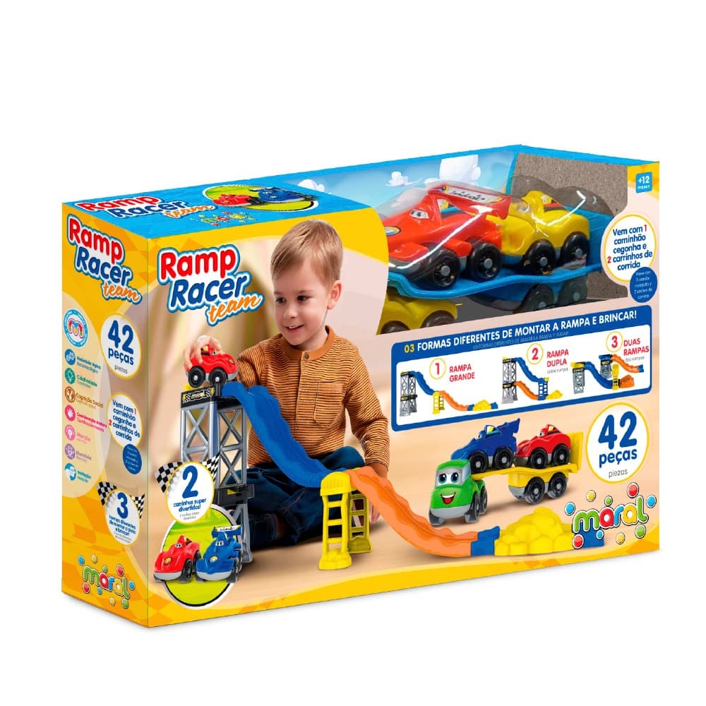 Brinquedo Pista de Carrinhos Ramp Racer Team com Cegonheira e Carros 3 em 1 Maral Brinquedos
