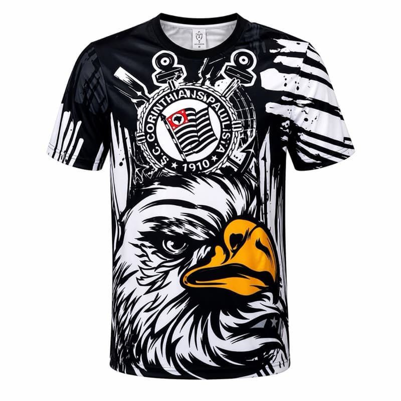 Camisa Corinthians Masculina Águia Estampa Full Torcida Camiseta Futebol P M G GG