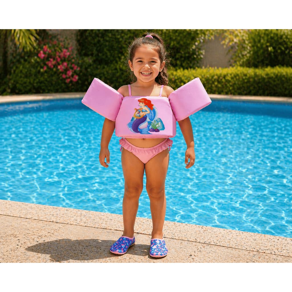 Kit Piscina Praia Infantil Menina Boia Colete Sereia Sapatilha Aquática NEOPRENE