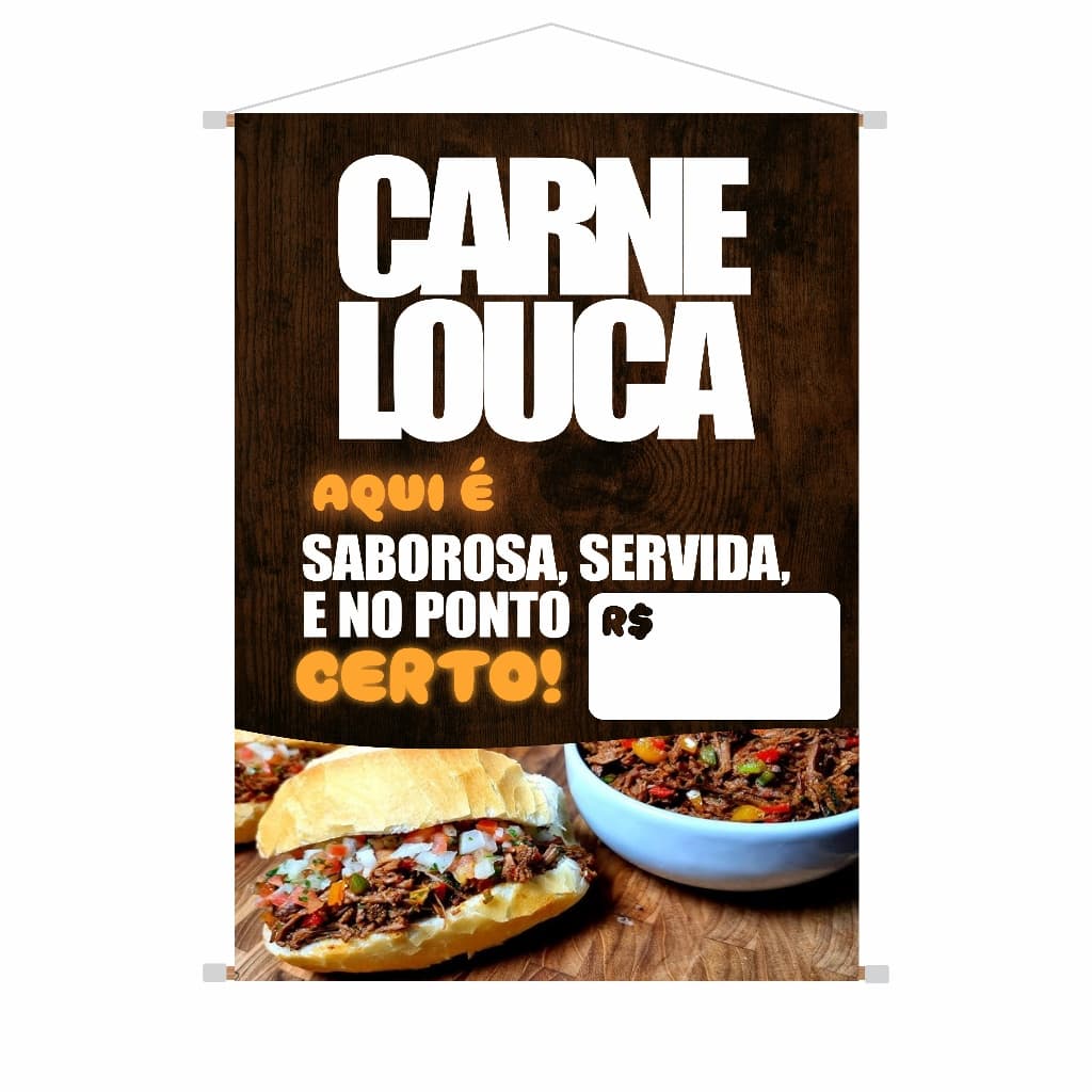 Banner Vende-se Carne Louca Personalizado Diversos Tamanhos