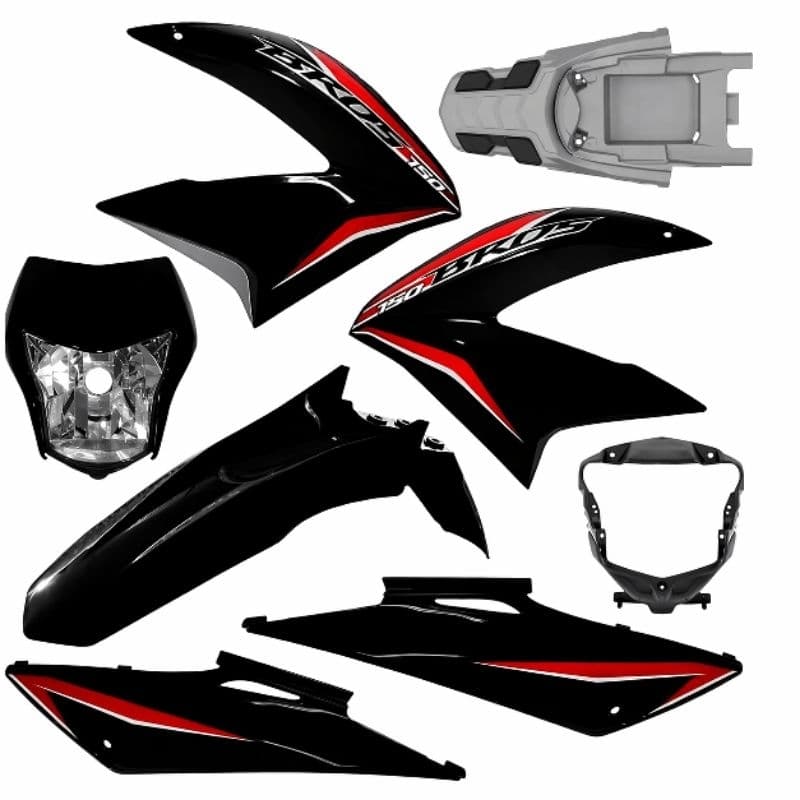 Kit Carenagem Bros 150 2013 2014 ES ESD Completo Preto Com Adesivos Moto Honda Alta Qualidade