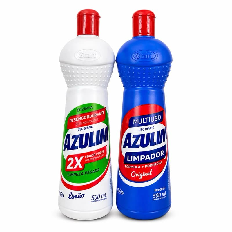 Kit Azulim 2 Produtos Limpador Original + Desengordurante Limão 500ml Multiuso Limpeza Pesada Cozinha Dia a Dia